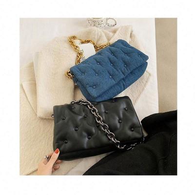 China NEW Cowboy Fashion Denim Shoulder Messenger Bags Ladies Cross Bottom Bag Women - Body Bag Ladies Deep Chain Soft Handbags for sale