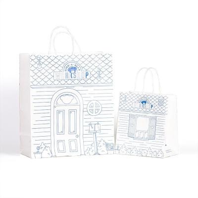 중국 Sac papier,Sacos De Papel Personalizados,White Kraft Paper Gift Shopping Bags Logo with Handles 판매용