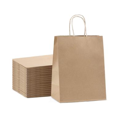 China Plain Brown Kraft Paper Bag With Twisted String Handle Custom 120 Gsm Paper Shop Bags With Your Own Logo Te koop