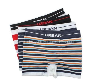 China Fashion New Design 95%Cotton 5%Spandex Breathable Stripe Customized Your Own Brand Logo Elastic Band Kids Underwear Boy Boxer Briefs for sale