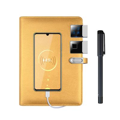 China Creative Insurance Business Notebook Writing School Supplies 160 Covers A5 Binder Wireless Charger Smart Notebook Daily Gift Set for sale