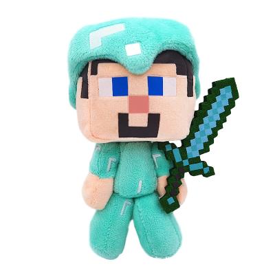 China High Quality 18CM Plush Mine Craft Steve Toys With Sword Stuffed Dolls Kids Toys for sale