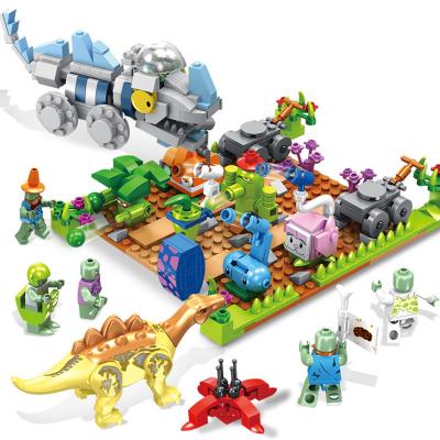 China Building Blocks Mini Figures Shooting Toys 666Pcs Building Toy Plants Vs Zombies Dinosaurs Set JX90073 for sale