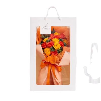 China Transparent Economic Custom Design PVC Rectangular Rose Clear Bouquet Flower Bag Window for sale