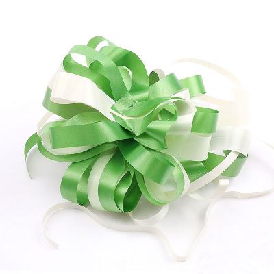 China Wholesale Elastic Christmas Gift Wrap Flower Organza Pull String Hangs Wrap Ribbon For Wedding Party for sale