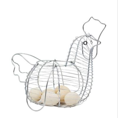 China Viable Gray Chicken Egg Wire Basket Metal Wire Egg Storage Basket Rack Holder Carrier for sale