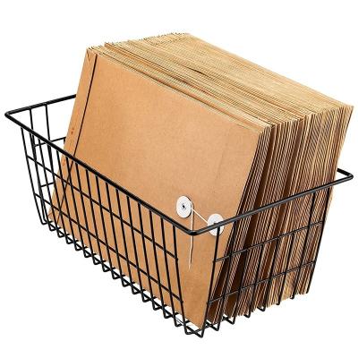 China Viable Wire Mesh Basket Storage Organizer Bins Iron Metal Wire Mesh Basket Mini Black Wire Basket Storage Bins for sale