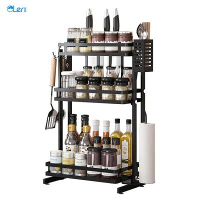 China Sustainable Spice Storage Rack Foldable Spice Rack Set Stainless Steel Storage Rack Standing Organizer for sale