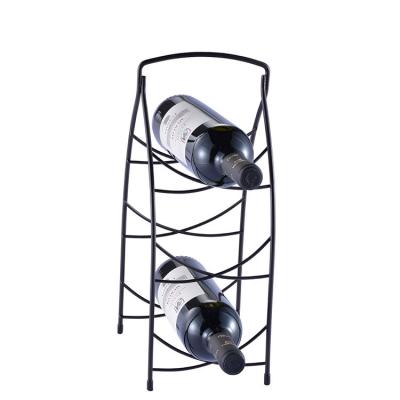 China Sustainable 3 Tier Wine Rack 3 Bottles Portable Metal Wire Wine Rack Wine Basket Rack for sale