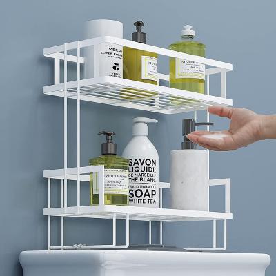 China Directly Supply Metal Sustainable Bathroom Over The Shelf 2-Tier Bathroom Storage Organizer Toilet Shelves for sale