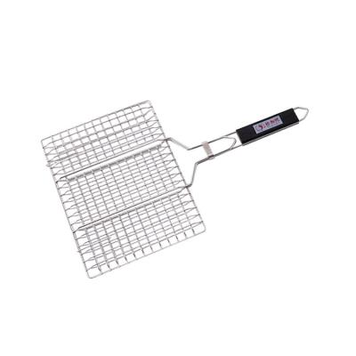 China Easily Cleaned Cooking Grate Stainless Steel Barbecue Grill Wire Mesh Net With Wooden Handle for sale