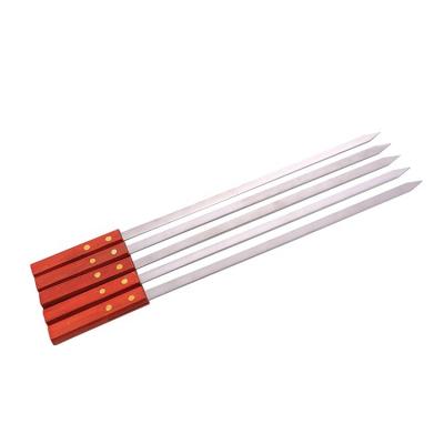 China Dustproof Outdoor Camping Barbecue 304 Stainless Steel Grill BBQ Roast Needle With Wooden Handle for sale