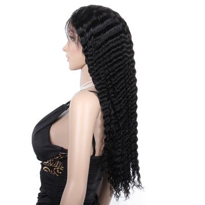 China Swiss Remy Human Hair Long Wave Virgin Human Hair 250 Full Lace Wig Deep Wave High Quality High Density Brazilian Wholesale Price for sale