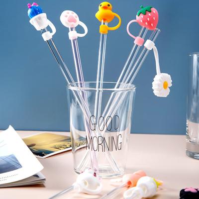 China Non Spill Resistant 8mm Straw Peach Peach Mango Lemon Chick Star Insect Repellent Cover Stainless Steel Anti Dust Cap Straw Glass Dust for sale