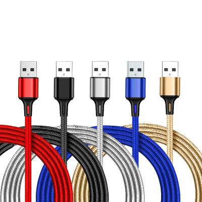 China 2A Mobile Phone Fast Charging 3 in 1 Data Transfer Cable Nylon Braided Mobile Phone Cables Phone Accessories Charger Cable for Xiaomi 10 for sale