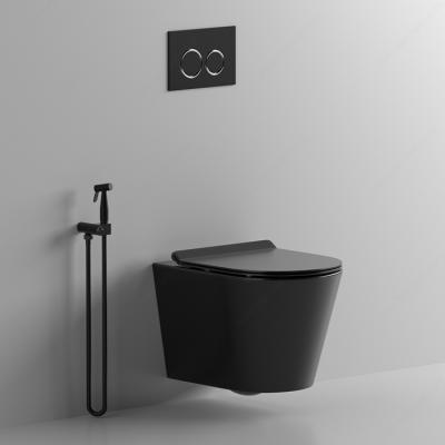 China New Design Cistern Wall Mount Luxury Matte Black Ceramic Toilet Bowl Hidden Rimless Bathroom Wall Hung Toilet for sale