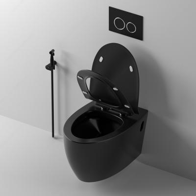 China Ceramic Luxury Black Color Bathroom Cistern Hidden Rimless Rimless Toilet Bowl Wall Mount Toilet Bowl Matte Black Wall Hung Toilet for sale