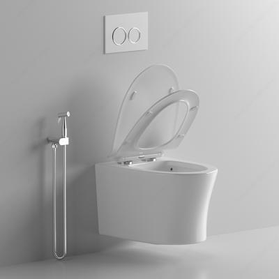 China Hot Selling Hidden Cistern Wall Blow Sanitarios Tornado Rimless Ceramic Toilet With Hidden Cistern Toilet Bowl for sale