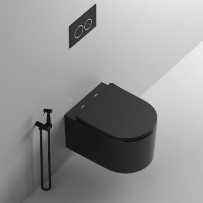 China Hidden Cistern Sanitary Ware Luxury Ceramic Water Closet Wall Mount Toilet Bowl Matte Black Bathroom Wall Hung Toilet for sale