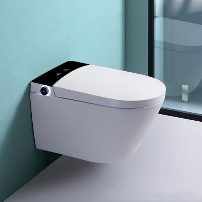 China Automatic Operation Smart Toilet 2021 Modern Smart Closet Bathroom Wall Hung Wc With Bidet Remote Control Function for sale