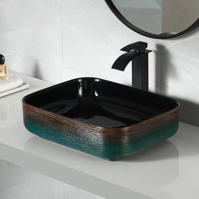 China Factory Price Shape Sink Bathroom Sink Easy Clean High Quality Stylish Brown And Dark Green Washroom Wash Basin Sink for sale