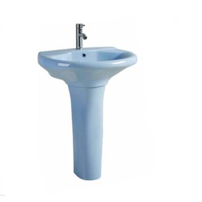 China Popular Selling Colorful Two-Piece Colored Easy Clean Bathroom Luxury Modern Wash Basin Pedestal Style Hand Free Sink for sale