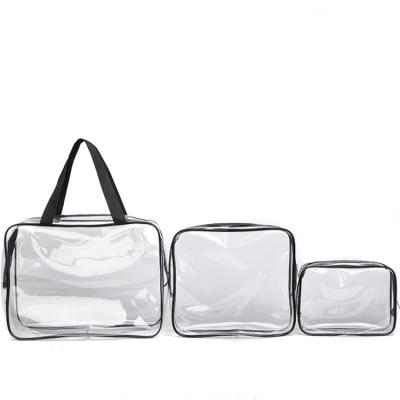 China Clearly Recommend 3pcs PVC Toiletry Make Up Pouch Wash Bags Cosmetic Organizer Pouch for sale