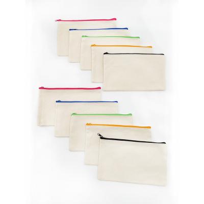 China Fashion 10pcs 5 Colors Cotton Zipper Pouch Pencil Case Canvas Zipper Pouch for sale