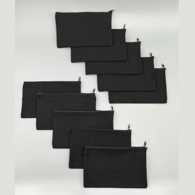 China 10pcs Fashion Black Canvas Black Zipper Cotton Zipper Pouch Pencil Case Zipper Pouch for sale