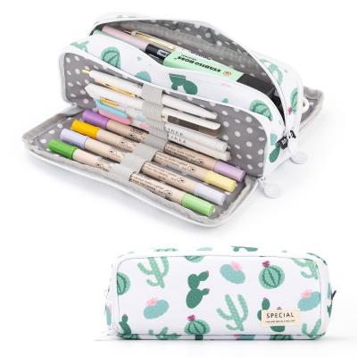 China Schools & Multi Functional Double Layer Student Stationery Offices Factory Direct Sale Novelty Type Canvas Large Capacity Pencil Case Bag for sale