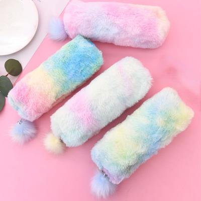 China Zipper Closure In Sale Cute Fluffy Cute Girls Pencil Case Girls Pen Bag Kawaii Plush Kids Faux Fur Zipper Pouch Zipper Closure for sale