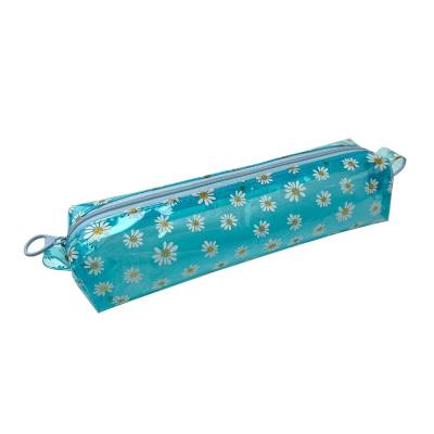 China Kawaii Daisy Design Kids Transparent Clear Pencil Case Pencil Case School Box Durable Popular Pencil Bag for sale