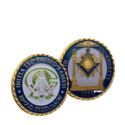 China Europe Masonic Coins Customized Commemorative Coin Collection Enamel Metal Challenge Coin for sale