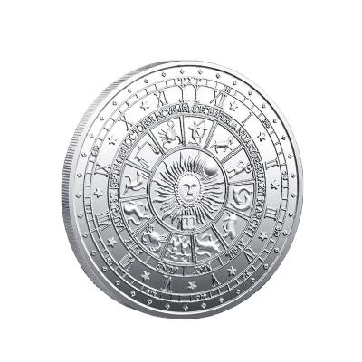 China Europe Sun Moon Divination Tarot Coin Lucky Constellation Western Astrology Embossed Commemorative Coin for sale