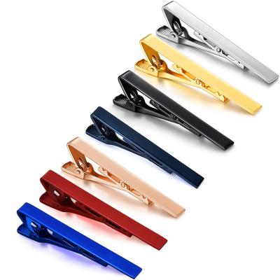 China Europe Size Quality Wholesale Custom Logo Metal Tie Clip On Shirt Plating Tie Clips for sale