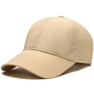 China Europe White Plain Color Custom Logo Polyester Breathable Golf Hat Multi Laser Cut Hole Baseball Hat for sale