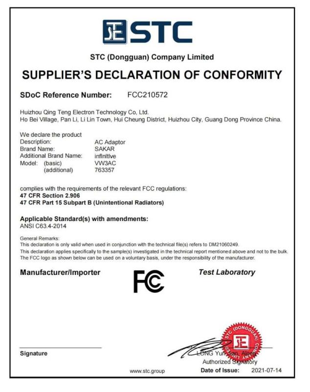 FCC - Huizhou Qing Teng Electron Technology.,ltd.