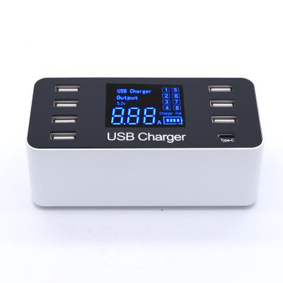 China FUHAOXUAN 8 60W 5V 2.4A celular mobile phone display multiport mobile phone usb fast smart led charger cargador usb del telfono for sale