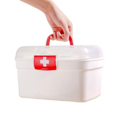 China Universal Plastic Handle Design Compartment Organizer Medicine Chest Medicine Storage Box For Medicine With Handle Lid for sale