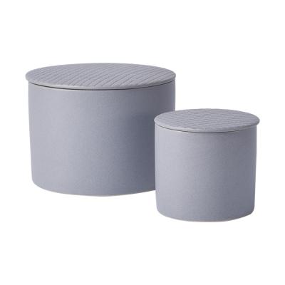 China Wholesale Matte Concise Luxury Cylinder Shape Reasonable Price Style Ceramic Candle Jar With Lid for sale