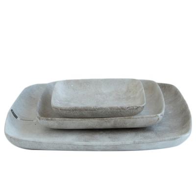 China Viable Cheap Price Rustic Style Square Shape Dishes Sets Tableware Porcelain Dinner Charger Marble Dishes for sale