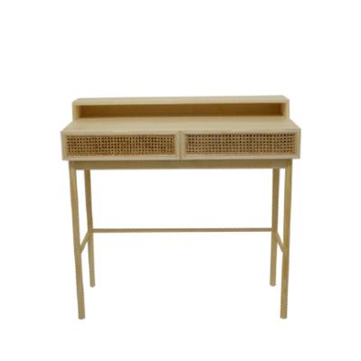 China Foot structure: Modern K/D wood corner console table with high foot weave &rattan design for sale