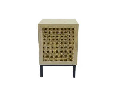 China Foot K/D Factory-Rattan Weave Bedside Table with Ironwork Foot for sale