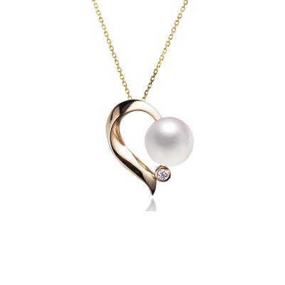 China CLASSIC Korean Creative 925 Sterling Silver Natural Freshwater Pearl Necklace Jewelry Wholesale Gold Plated Heart Pendant Love For Women for sale