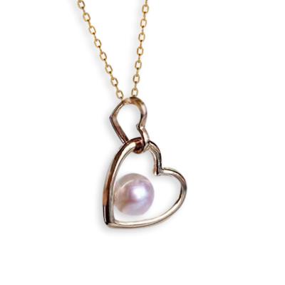 China 2021 Simple Solid Sterling Silver Natural Freshwater Women Pearl Necklace Jewelry Romantic New Arrival Love Heart Pendant Necklace 925 for sale