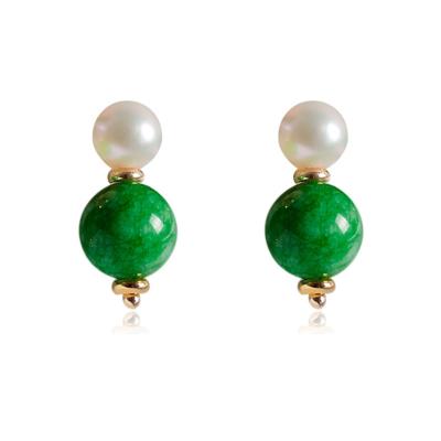 China 2021 fresh cute and simple s925 sterling silver jade pearl earrings natural freshwater elegant earrings wholesale for women for sale