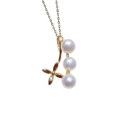 China Retro four leaf clover pea necklace jewelry sterling silver natural freshwater pearl necklace women s925 creative gold plated CLASSIC for sale