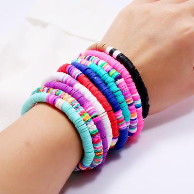 China Hot FASHIONABLE Bohemian Adjustable Adjustable Bohemian Clay Product Sale Colorful Rope Bracelet Women Gift Hand Chain Elastic Bracelets for sale