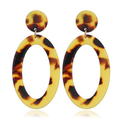 China Colorful Aretes statement ohrringe leopard print jewelry ear drops FASHIONABLE geometric oval acrylic resin dangler acetate earrings for women for sale