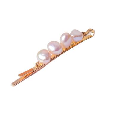 China 14K Gold Plated Brass Hairpin With Natural Freshwater Pearl Jewelry Hair Clips Headdress Hair Accessory For Girls for sale